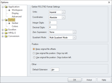 gerber format settings